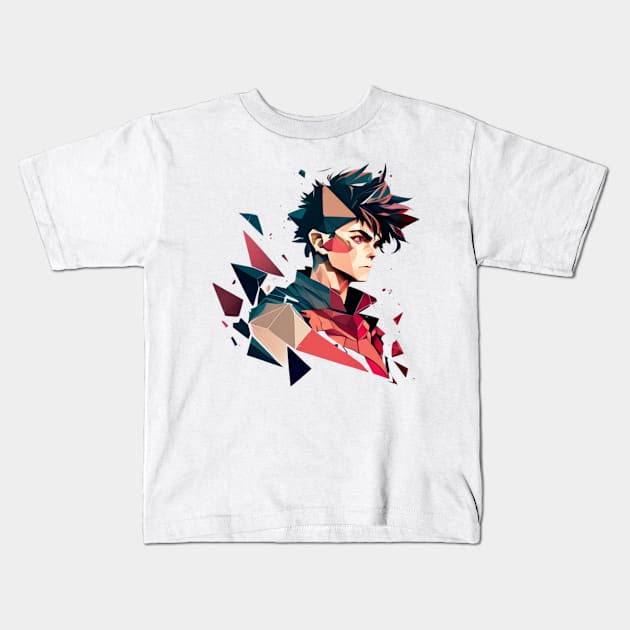 geometric anime hero Kids T-Shirt by YuriArt